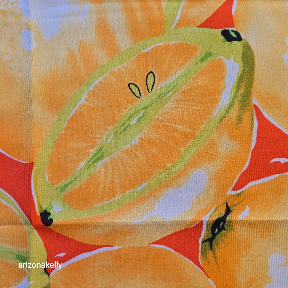NWT Echo Silk Scarf Oranges Vintage Hand Rolled Edges Citrus - Picture 10 of 10